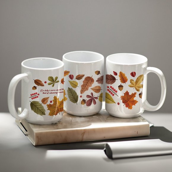 Thankful Message Coffee Mug. Thanksgiving Coffee Cup. Fall 15oz Ceramic Mug. - Picture 2 of 5